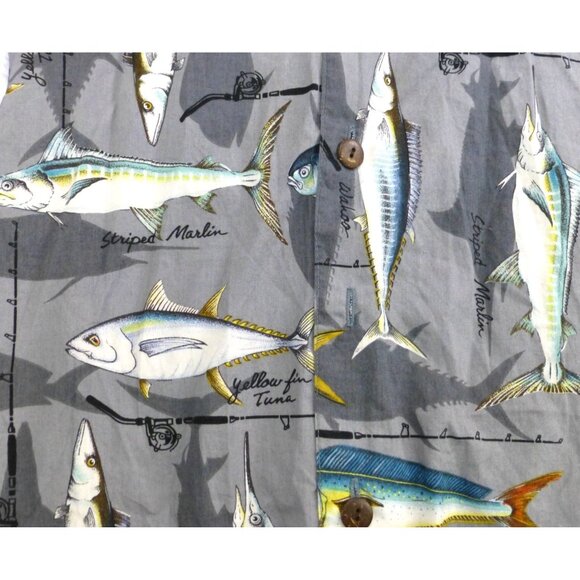 AOP Koko Island XL All Over Fish Print Mens Short Sleeve Button Up Shirt USA - Picture 9 of 9